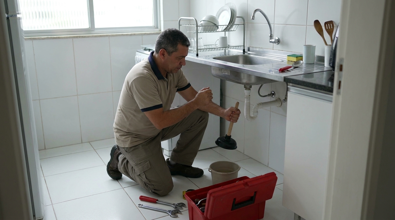 Desentupimento de pia residencial em Ribeirão Preto‑SP