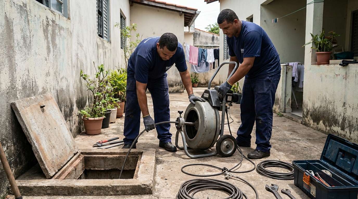 Desentupimento de rede de esgoto em Ribeirão Preto‑SP
